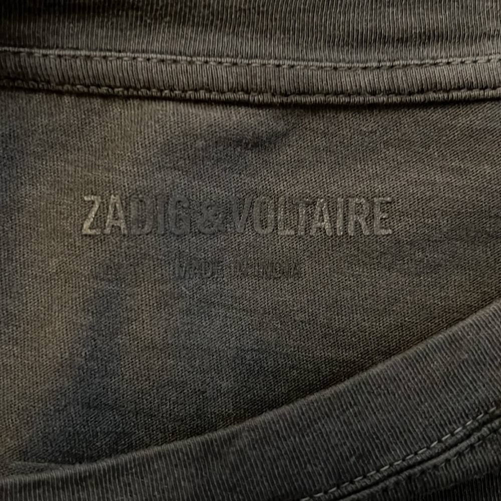 Grey new XS teeshirt has shiny design on Zadig&Voltaire made in India 100%cotton - Picture 3 of 6